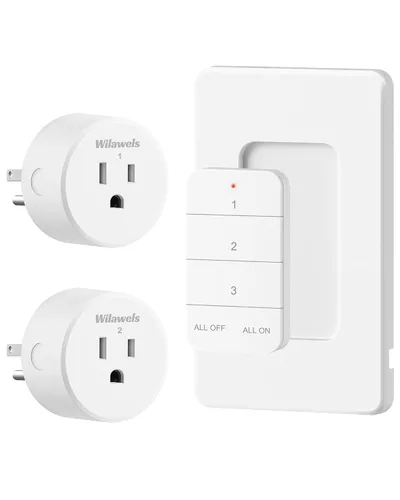 Vista 13 de Toma de control remoto negro, interruptor de luz inalámbrico WILAWELS con base magnética, interruptor de salida remoto de encendido y apagado