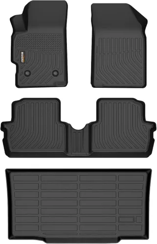 Vista 21 de Alfombrillas para todo tipo de clima y forro de carga para Volkswagen Atlas 2018-2026 (asientos de 6 pasajeros), juego completo de 3 filas