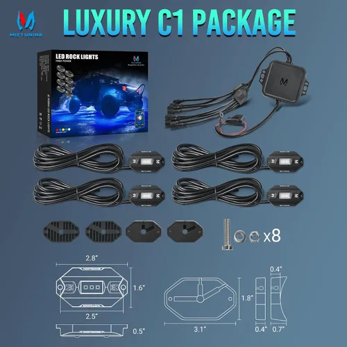 Vista 7 de MICTUNING C1 4 Pods RGBW LED Rock Lights – Kit de luces de neón subterráneas multicolor con controlador Bluetooth, modo de música