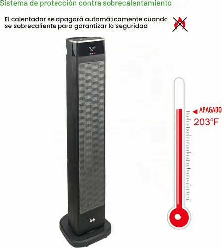 Vista 9 de Good Housekeeping, calefactor de torre oscilante de cerámica para espacio con control remoto, 30 pulgadas, Negro