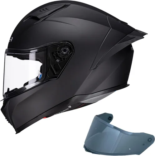 Vista 11 de SR6 Casco de motocicleta de cara completa, equipado con viseras transparentes y multicolor aprobado por DOT Casco de carreras callejeras