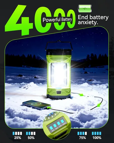 Vista 3 de AlpsWolf Linterna de Campamento Recargable, Linterna LED de 4000mAh para Cortes de Energía, Linterna de Campamento Super Brillante Portátil