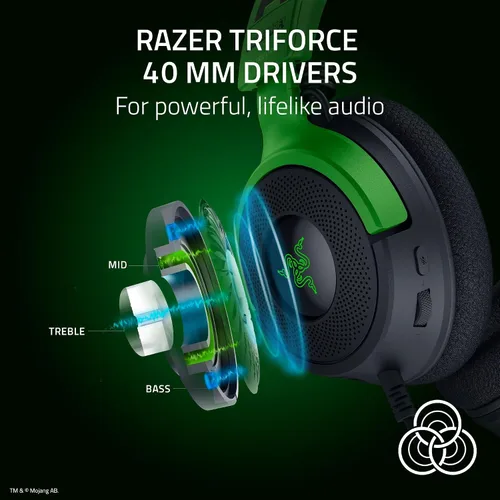 Vista 3 de Razer Kraken V4 X Minecraft Edition Auriculares USB con cable para juegos de PC