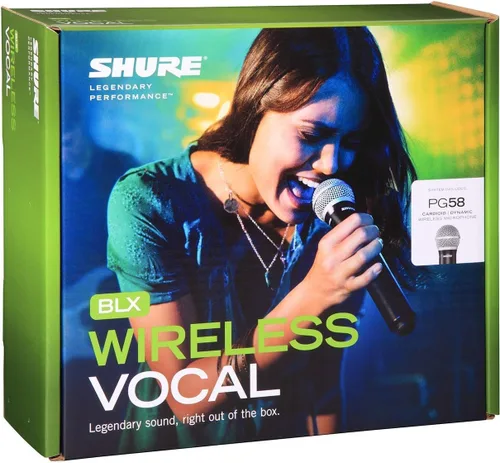 Vista 2 de Sistema de micrófono inalámbrico Shure BLX24/PG58 - Vida de batería de 14 horas, rango de 300 pies, UHF Incluye micrófono vocal de mano PG58