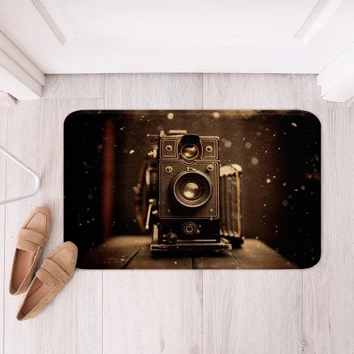Vista 33 de Homewish Theater Cinema Poster Bathroom Rugs,Retro Movie Non Slip Bath Mat Popcorn Bathroom Indoor Floor Mats,Movie Night Shaggy Absorbent Bathtub