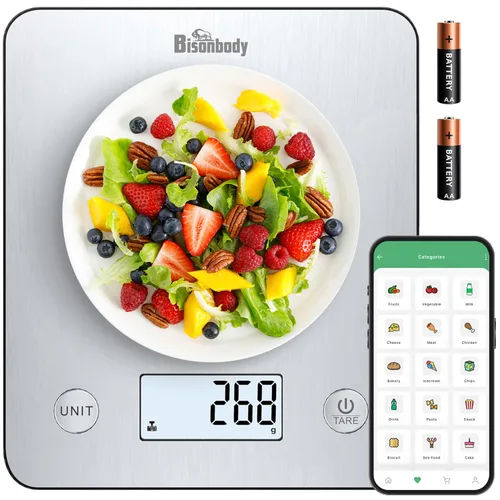 Vista 10 de Báscula inteligente para peso corporal, 20 métricas de composición corporal que incluyen edad corporal, masa muscular y grasa subcutánea, báscula