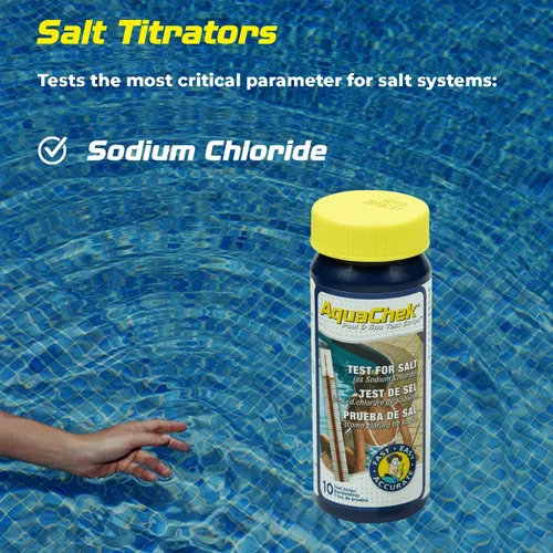 Vista 3 de AquaChek Valoradores de tiras de prueba de sal para piscinas, tiras de prueba de agua salada para cloruro de sodio, resultados rápidos y precisos