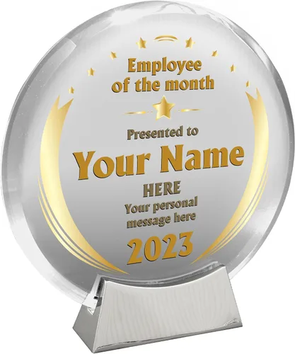 Vista 12 de Basic Fundamentals Placa redonda de cristal de platino personalizada, placa como premios y trofeos, placas para empleados de jubilación del mes