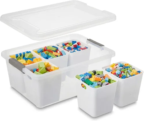 Vista 12 de MACOPRO Caja de plástico transparente de 17 cuartos de galón con bandeja