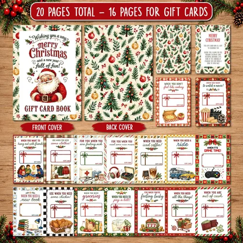 Vista 4 de Libro de tarjetas de regalo de Navidad para adultos, adolescentes Book2 Santa