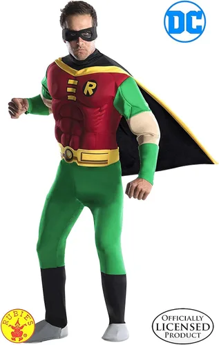 Vista 2 de DC Comics - Disfraz de petirrojo muscular de lujo para adultos, Multi