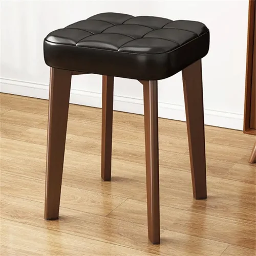 Vista 9 de Solid Wood Square Office Stool Stackable & Scratch Resistant Stool Living Room Dining Table Stool High Stool Makeup Stool Fabric Small Square Stool