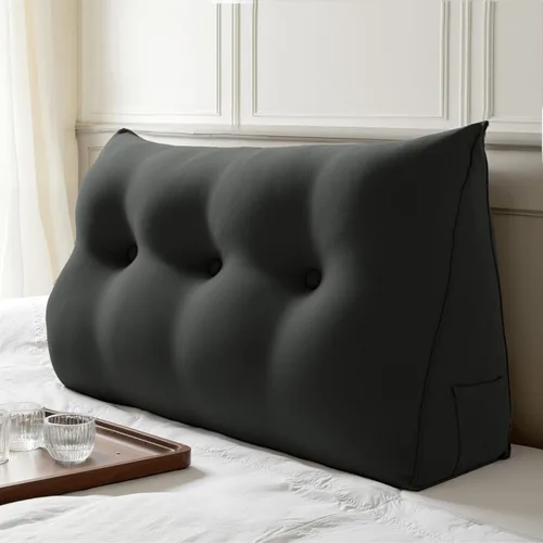 Vista 44 de WOWMAX - Almohada grande triangular con respaldo para cabecera, almohada de posicionamiento para lectura en forma de cuña, con funda extraíble