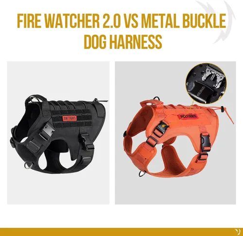 Vista 3 de OneTigris FIRE Watcher 2.0 Arnés Anti-tirones para Perro con Asa - Chaleco de Perro de Servicio Ajustable para Perros Grandes y Medianos (S, Naranja)