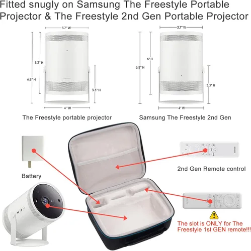 Vista 2 de XINGFUDAO Funda de transporte para proyector compatible con Samsung The Freestyle, funda de almacenamiento portátil de EVA rígida que se adapta