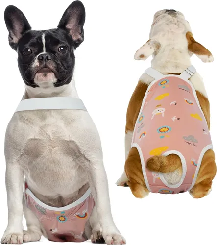 Vista 7 de QBLEEV Pañales para perras para hembra, lavables, sanitarios, con tirantes ajustables, pañales reutilizables para perros machos en celo, lindas