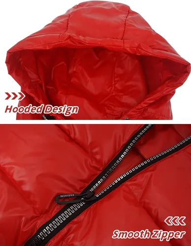 Vista 3 de Happy Cherry Chaleco acolchado, ligero, resistente al agua, para invierno, cálido, con capucha, sin mangas, para niños