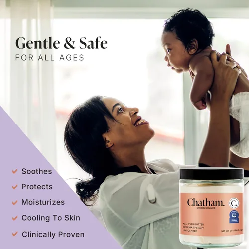 Vista 6 de Chatham Natural Skin Care Crema para aliviar el eccema All Over Butter de 3 onzas, piel seca, picazón, cara, pies y manos. Confiada por familias
