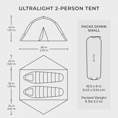 Vista 7 de Hyke & Byke Zion - Tienda de campaña de senderismo y mochilero, 3 estaciones, ultraligera, impermeable, para acampar con mosca de lluvia y huella, 1