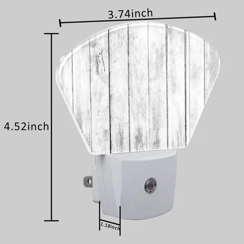 Vista 5 de Luz nocturna de textura de madera blanca, luz nocturna de grano de madera vieja enchufable a la pared con sensor de atardecer a amanecer para niños