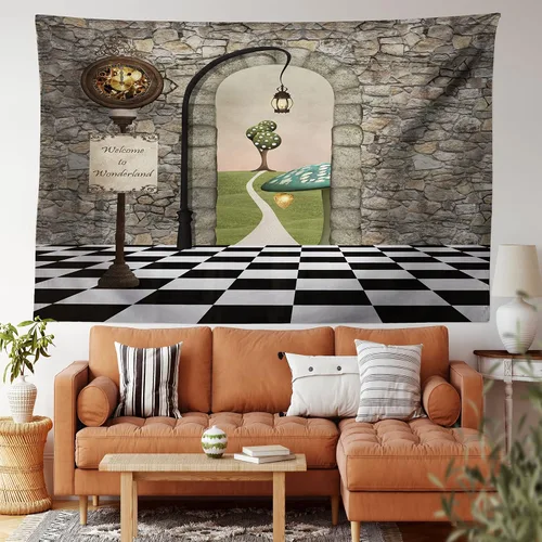 Vista 240 de Ambesonne Tapiz de arte afro, hombre negro fuerte con una corona de trazos impresión de pintura moderna, decoración de tela para colgar en la pared