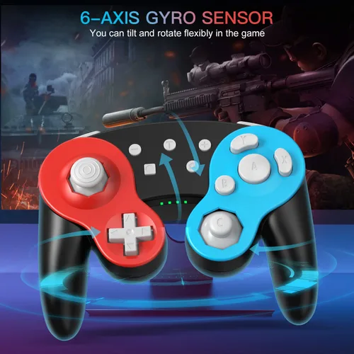 Vista 3 de FASIGO Controlador de interruptor inalámbrico para Nintendo SwitchLiteOLED, controlador Switch Pro con doble vibracióncontrol de movimientofunción