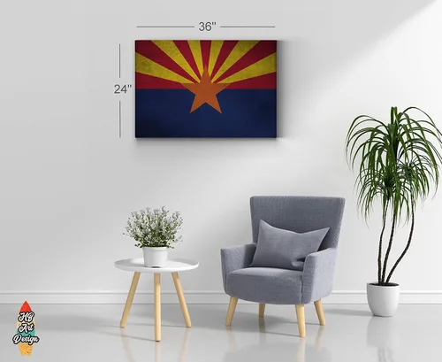 Vista 4 de Lienzo impreso con la bandera del estado de Arizona vintage, arte de pared con la bandera del estado de Arizona, arte de pared con la bandera