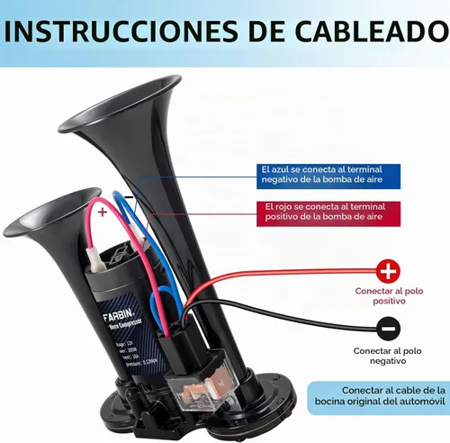 Vista 7 de FARBIN Bocina de aire negra para bocina de tren de camión para coche