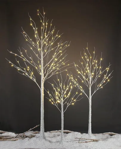 Vista 9 de Abedul con luces LED Lightshare™ + 10L luces LED Icicle Twinkling (blanco/azul), luces decorativas para el hogar, fiestas, festivales, Navidad