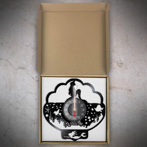 Vista 6 de Generic Reloj de pared con diseño de sirena, disco de vinilo vintage de 12 pulgadas, negro, analógico, movimiento de cuarzo, adecuado