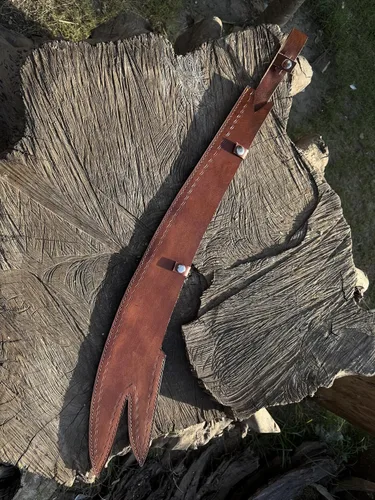 Vista 3 de Empire Industry - Espada islámica Zulfiqar de 35 pulgadas de largo, forjada a mano, mango de madera ALI de acero J2 con funda de cuero, espada