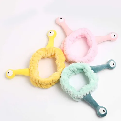 Vista 4 de Diadema de felpa para niñas, para mujeres y niñas, con dibujos animados, caracol, antena, ojos, banda para el cabello, turbante