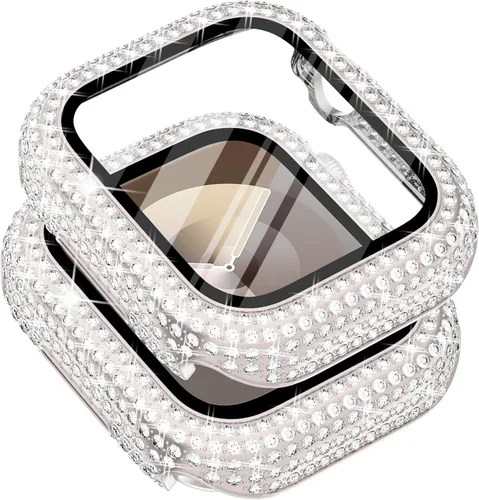 Vista 54 de Surace - Carcasa de 1.49 pulgadas compatible con Apple Watch con protector de pantalla, caja protectora general con diseño de diamantes brillantes