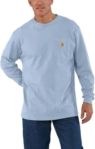 Vista 25 de Carhartt Camiseta de trabajo de manga larga con bolsillo para hombre Negro