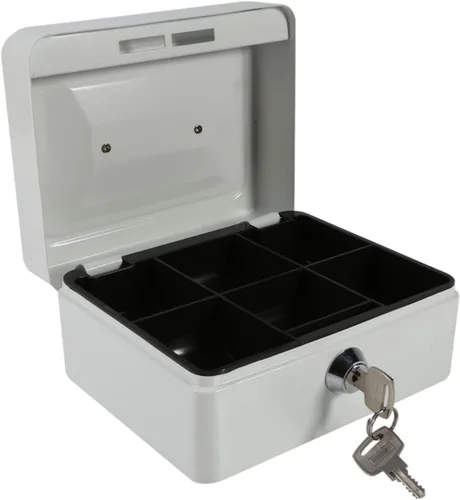 Vista 4 de Omabeta Mini caja para el hogar, 1 unidad, portátil, de acero, con cerradura para dinero en efectivo, tipo cerradura de llave, caja de seguridad