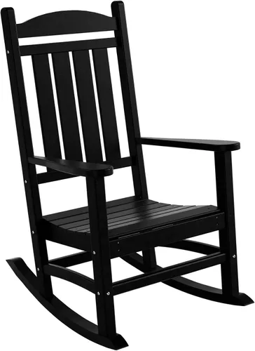 Vista 5 de HDPE Laguna Classic - Mecedora para porche (juego de 2), color negro