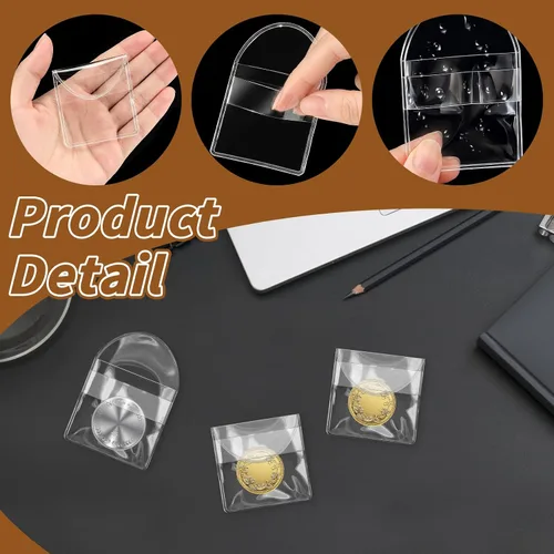 Vista 3 de Vmiapxo Paquete de 100 fundas para monedas de un solo bolsillo, soportes protectores de monedas de plástico transparente de 2 x 2 pulgadas