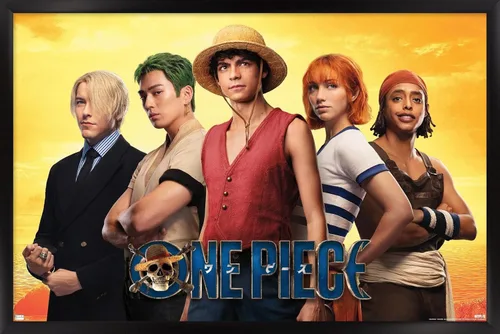 Vista 8 de Trends International Netflix One Piece - Póster de collage de pared, 14.72 x 22.37 pulgadas, versión enmarcada de madera de granero