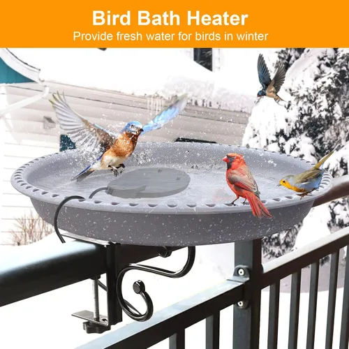 Vista 4 de Calentador de agua de pollo de 250W con termostato, calentador de baño de pájaros de aluminio fundido y descongelador de estanques, calentador