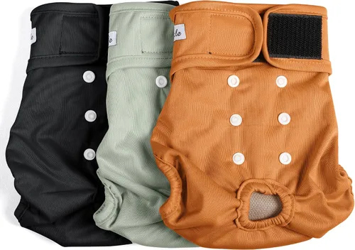 Vista 25 de Pañales para perras hembra, pañales reutilizables para perritos en celo, altamente absorbentes para la incontinencia de mascotas, con broches