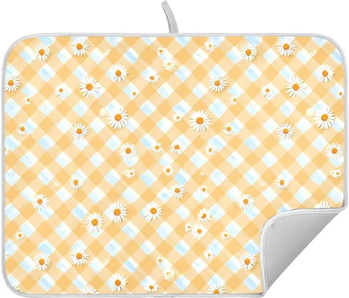 Vista 35 de Tapete de secado de platos de hojas de otoño y girasol, almohadilla absorbente de secado rápido, protector para encimera de cocina, 16 x 18 pulgadas