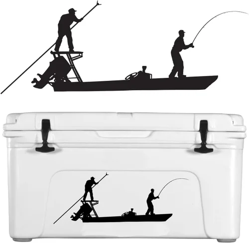 Vista 3 de Skiff Life Calcomanías de pesca impermeables con protección UV para lancha tipo lancha (Negro, sin vida de skiff)