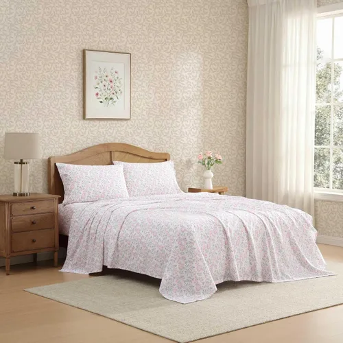Vista 11 de Laura Ashley - Juego de sábanas individual, ropa de cama de percal de algodón fresca y suave con bolsillos profundos, ligera para comodidad durante