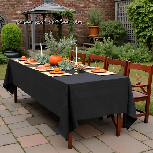 Vista 6 de Black Disposable Paper Tablecloth for Rectangle Tables 4 Pack, 54×108 Inch Waterproof 2 Ply Paper with Plastic Backing, Party Table Cover for