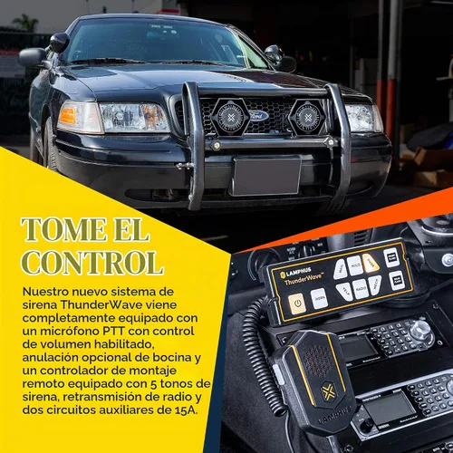 Vista 6 de LAMPHUS ThunderWave Kit de sirena de emergencia de policía de 200W [Control remoto][2x15A interruptores][sirena de aire manos libres][entrada