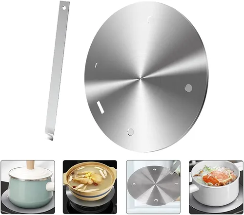 Vista 6 de Cabilock Difusor de calor de acero inoxidable para café, leche, utensilios de cocina con anillo de inducción, placa de inducción, difusor de calor