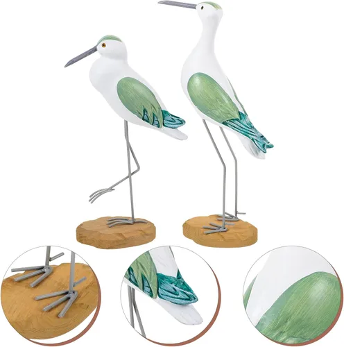 Vista 3 de HEALLILY 2 figuras de gaviota de jardín, estatua de pájaro de jardín, decoración de gaviota, figuras de pájaros, adornos para interiores