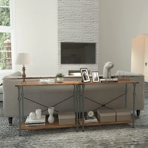 Vista 6 de Mesa consola, 39.5", marrón y negro