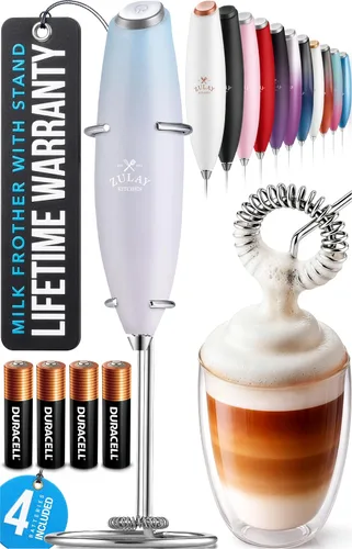 Vista 22 de Zulay Kitchen Potente varita espumadora de leche con 2 baterías Duracell – Mezclador de bebidas portátil ultrarrápido – Máquina de espuma eléctrica