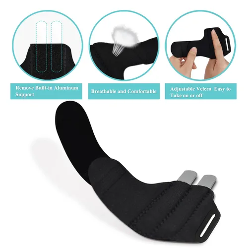 Vista 5 de Férula de dedo mejorada con 2 barras de metal, soporte ajustable para dedos de mazo, protector de dedos para artritis, dedo lesionado